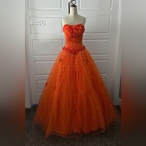 Mori Lee Orange Strapless Corset Ballgown Quincenerra Dress